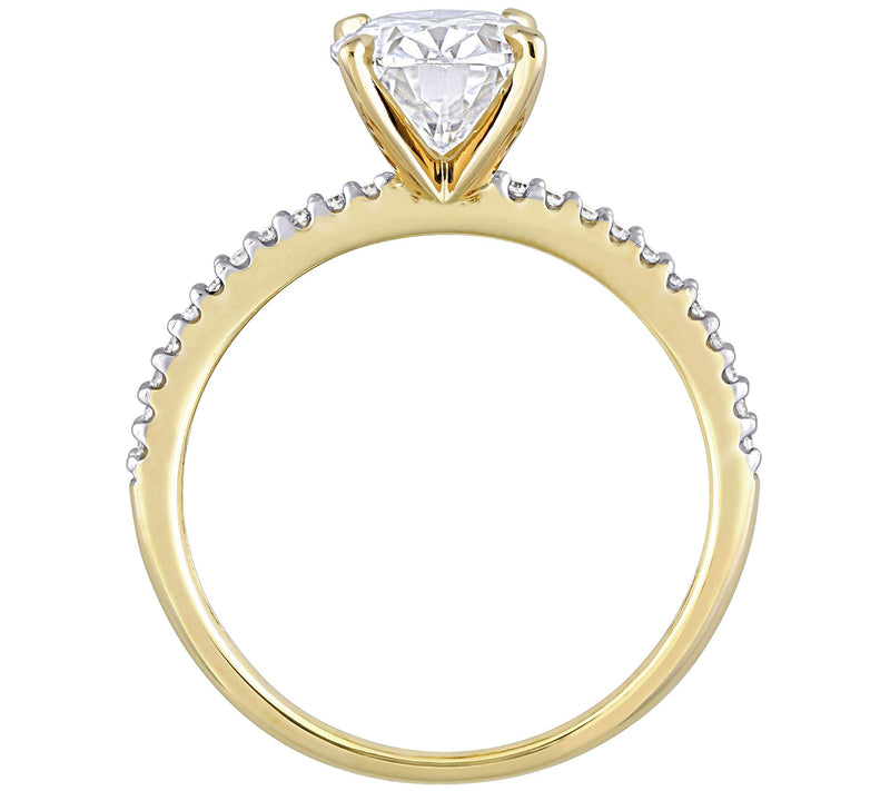 MoissanIce Moissanite 1.95 cttw & Diamond Engagement Ring, 14K — View 5