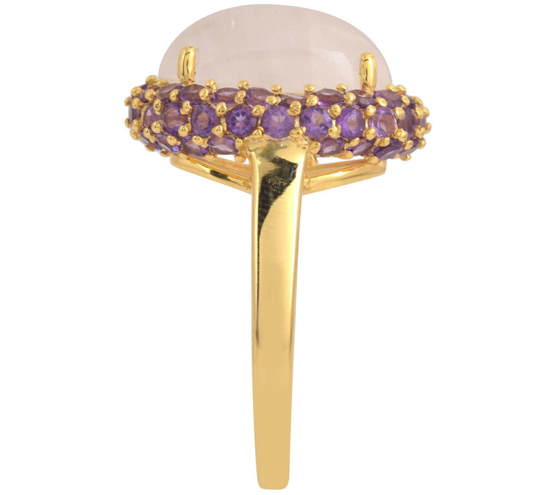 Affinity Gems Amethyst & Rainbow Moonstone Ring, 14K Plated — View 9