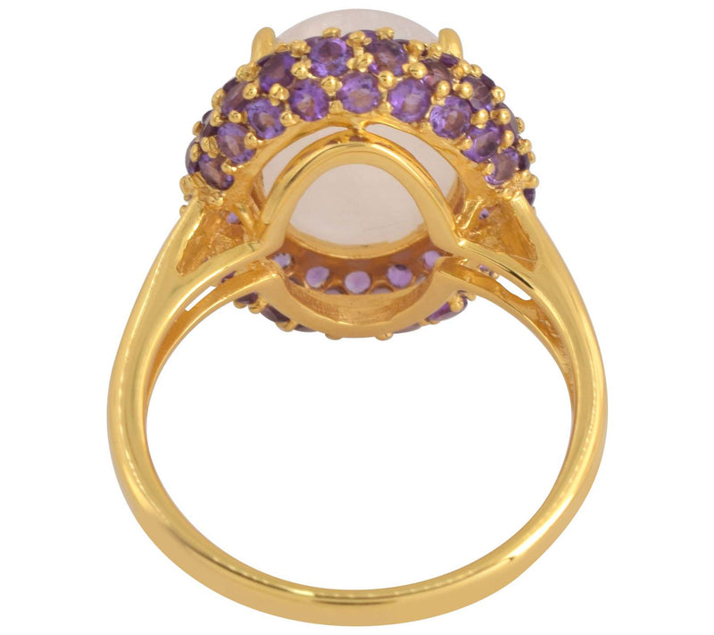 Affinity Gems Amethyst & Rainbow Moonstone Ring, 14K Plated — View 7
