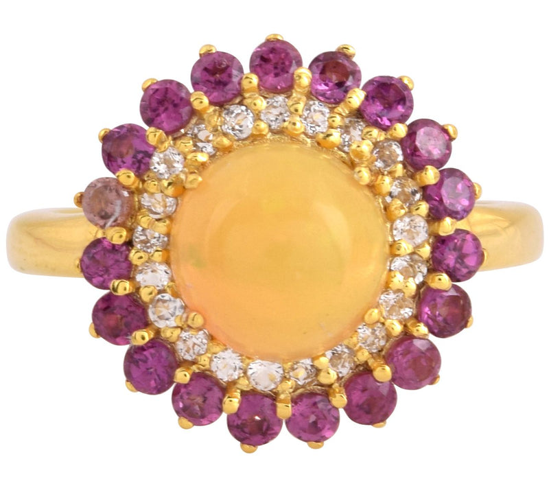 Affinity Gems Multi-Gemstone Halo Ring, 14K Gold Plated — View 4