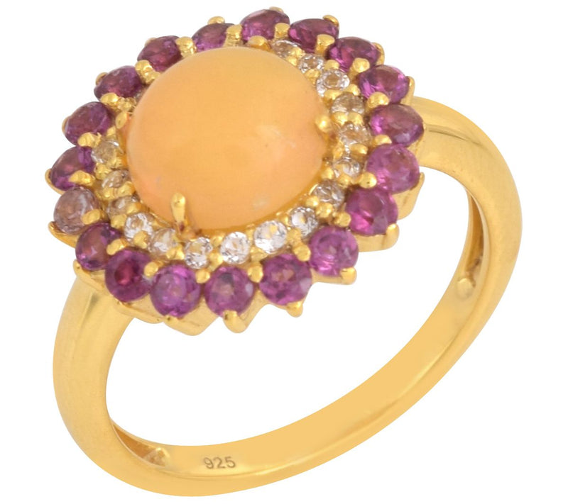 Affinity Gems Multi-Gemstone Halo Ring, 14K Gold Plated — Main view