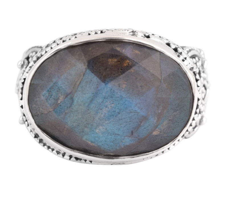 Artisan Crafted Sterling Silver Checkerboard Labradorite Ring — View 4