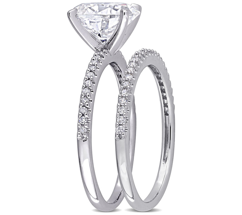 MoissanIce Moissanite & Diamond Ring Set, 14K White Gold — View 4