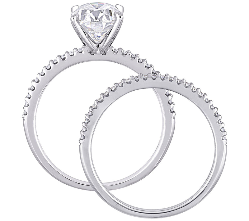 MoissanIce Moissanite & Diamond Ring Set, 14K White Gold — View 5