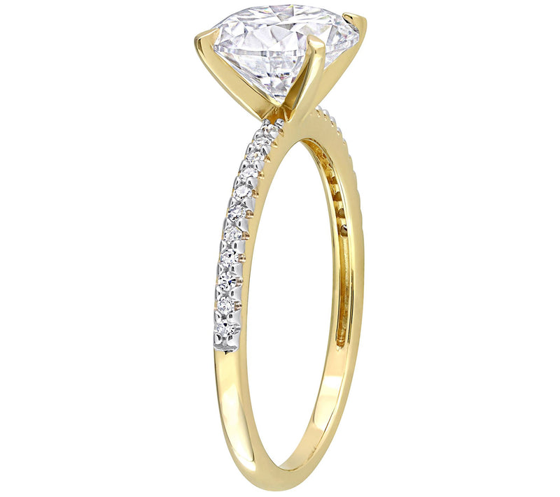 MoissanIce 1.85 cttw Moissanite & Diamond Accent Ring, 14K — View 4