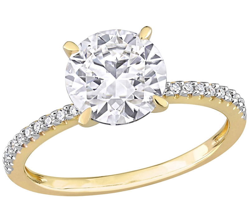 MoissanIce 1.85 cttw Moissanite & Diamond Accent Ring, 14K — View 3