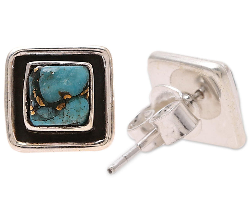 Novica Artisan Crafted Sterling Mystic Turquoise Earrings — View 4