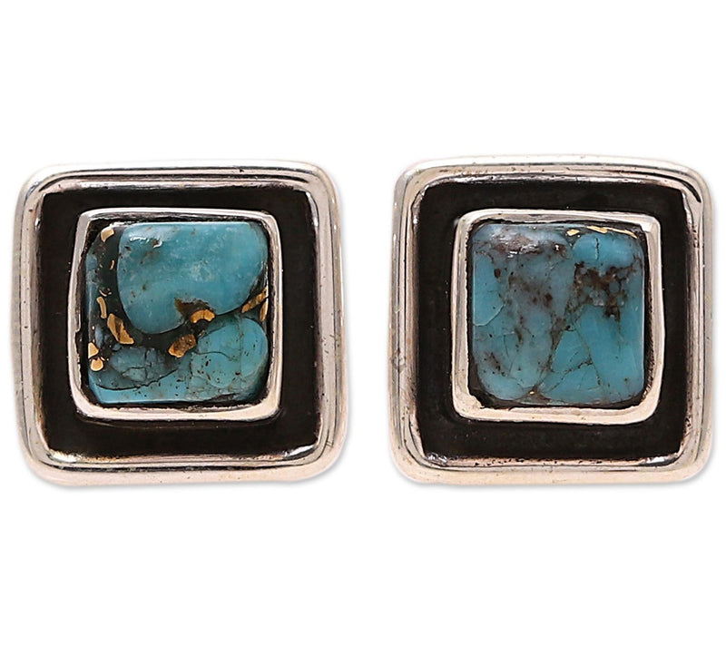 Novica Artisan Crafted Sterling Mystic Turquoise Earrings — Main view