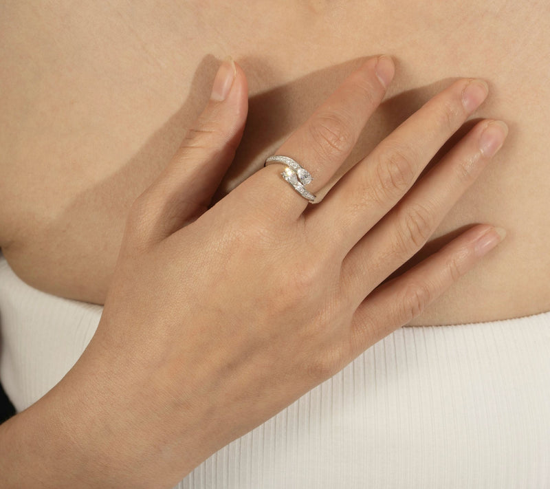 Diamonique Bypass Ring, Sterling Silver — View 12