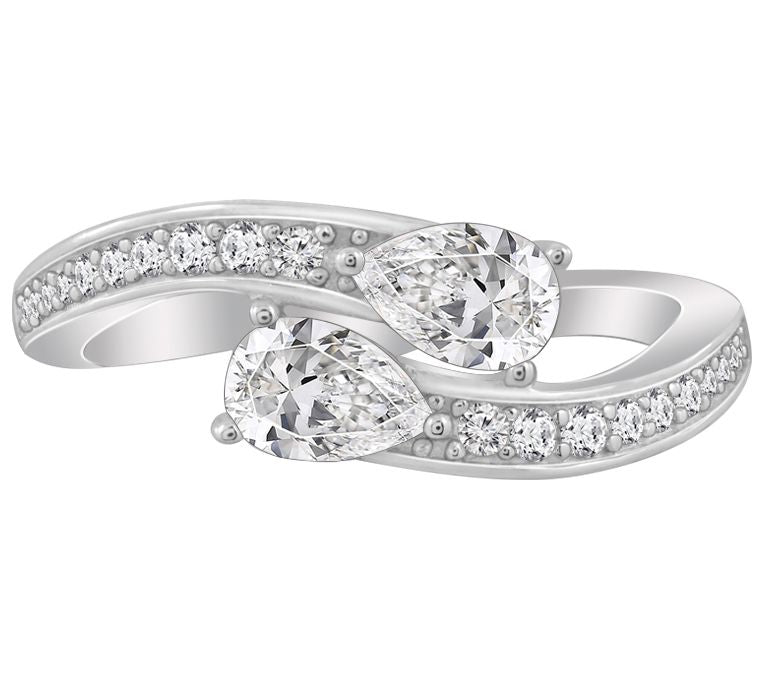 Diamonique Bypass Ring, Sterling Silver — View 5