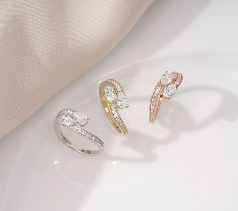 Diamonique Bypass Ring, Sterling Silver — View 11