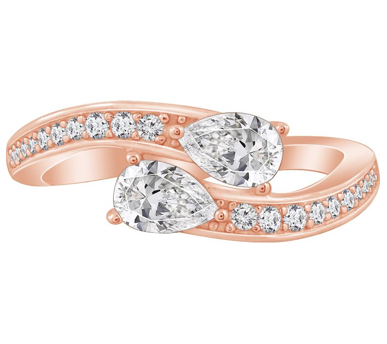 Diamonique Bypass Ring, Sterling Silver — Main view