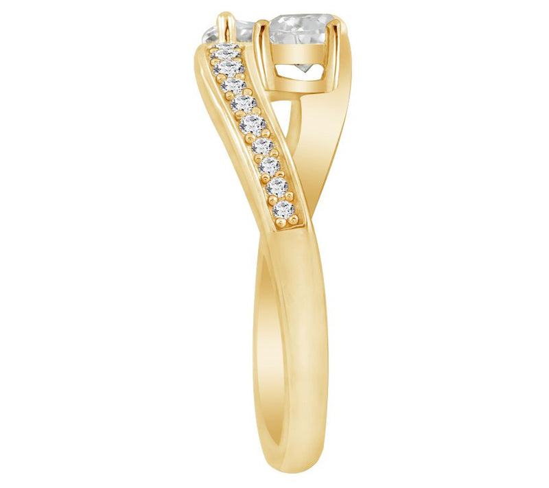 Diamonique Bypass Ring, Sterling Silver — View 10