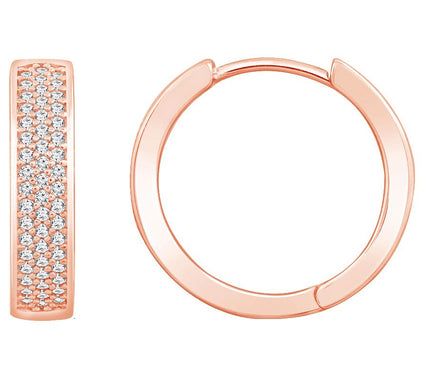 Diamonique 0.55 cttw Hinged Hoop Earrings, Ster ling Silver