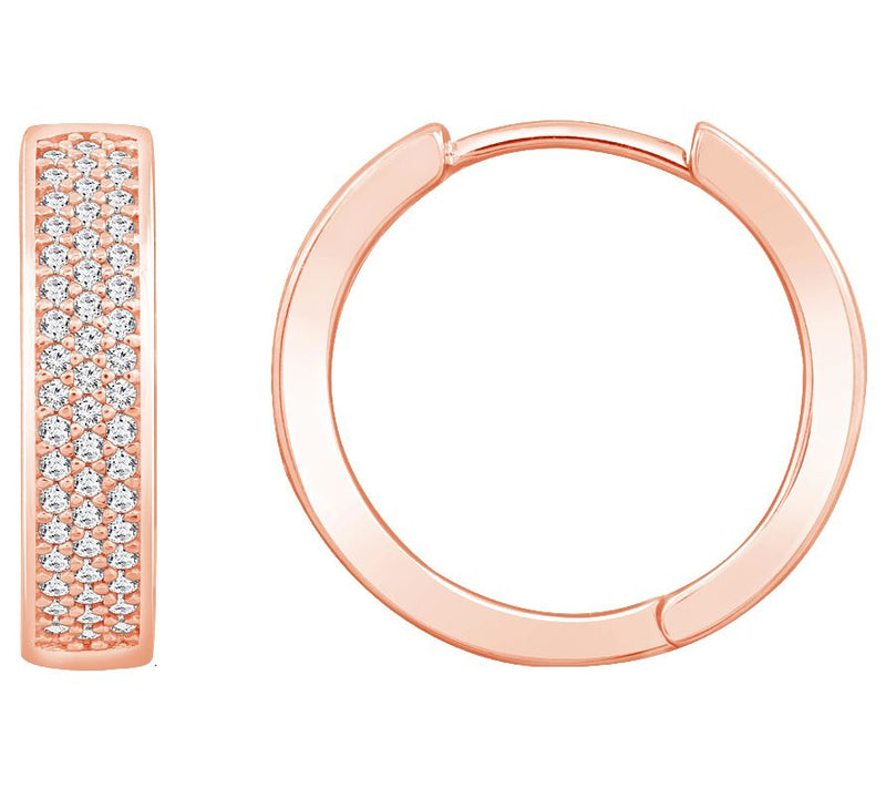 Diamonique 0.55 cttw Hinged Hoop Earrings, Ster ling Silver — Main view