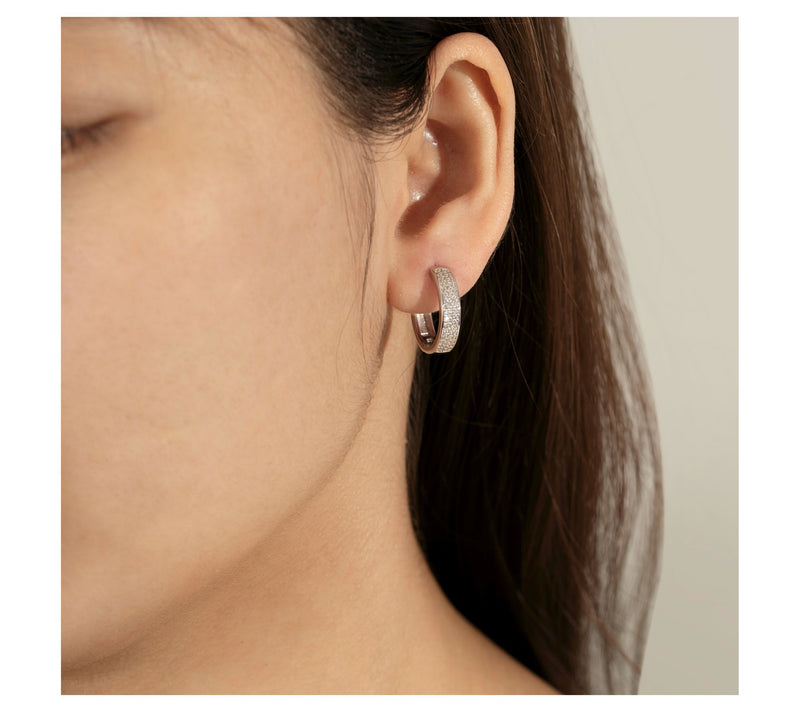 Diamonique 0.55 cttw Hinged Hoop Earrings, Ster ling Silver — View 10