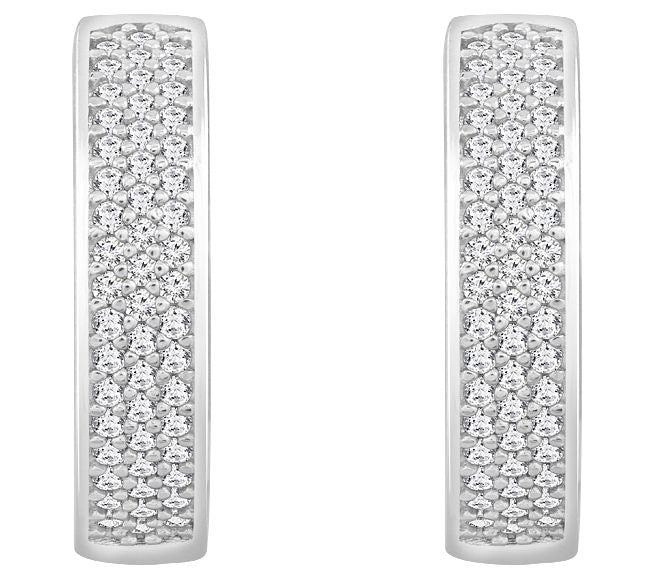 Diamonique 0.55 cttw Hinged Hoop Earrings, Ster ling Silver — View 8