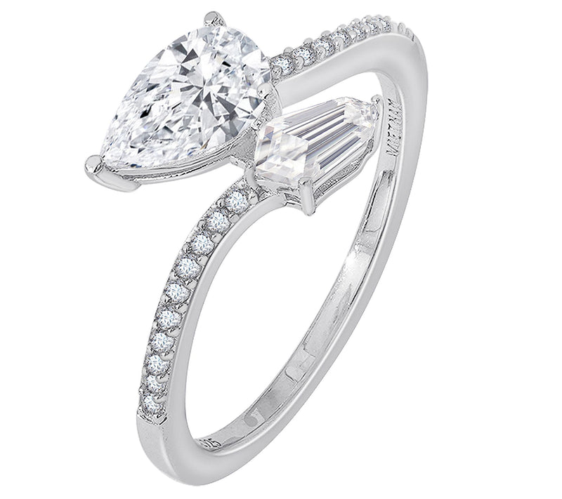 Diamonique 2.10 cttw Bypass Ring, Sterling Silver — View 5