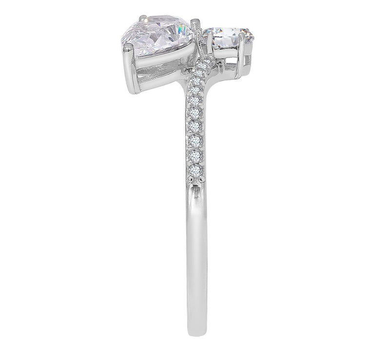 Diamonique 2.10 cttw Bypass Ring, Sterling Silver — View 8