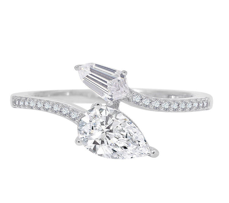 Diamonique 2.10 cttw Bypass Ring, Sterling Silver — View 10