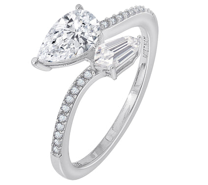Diamonique 2.10 cttw Bypass Ring, Sterling Silver