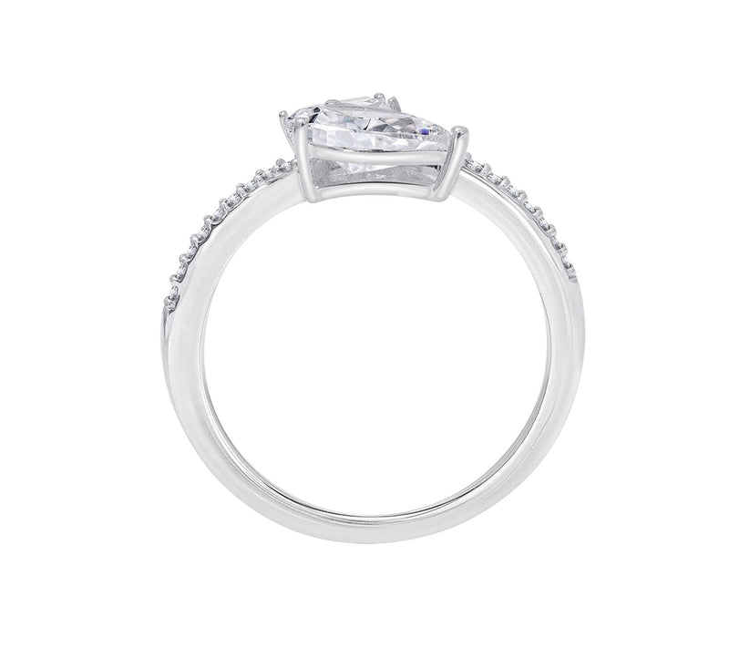 Diamonique 2.10 cttw Bypass Ring, Sterling Silver — View 9