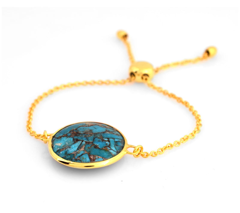 Affinity Gems Composite Turquoise Bracelet, 14K Gold Plated — View 7