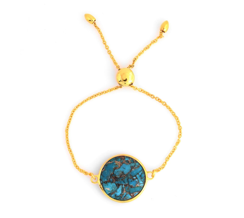 Affinity Gems Composite Turquoise Bracelet, 14K Gold Plated — View 3
