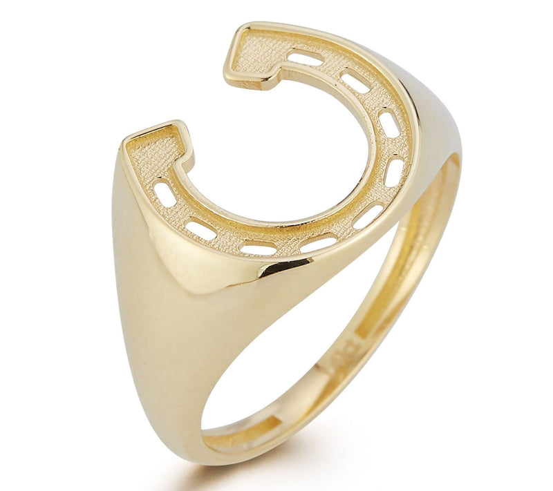 Luminosa Gold Horseshoe Signet Ring, 14K — View 4