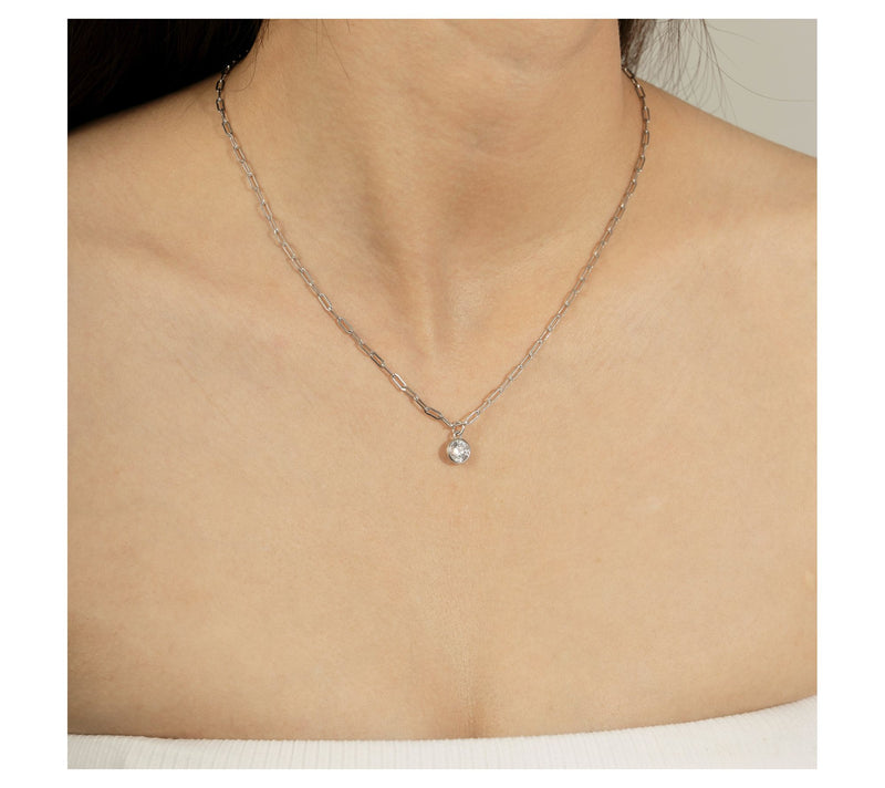 Diamonique 0.85 cttw Pendant w / Chain, Sterli ng Silver — View 9