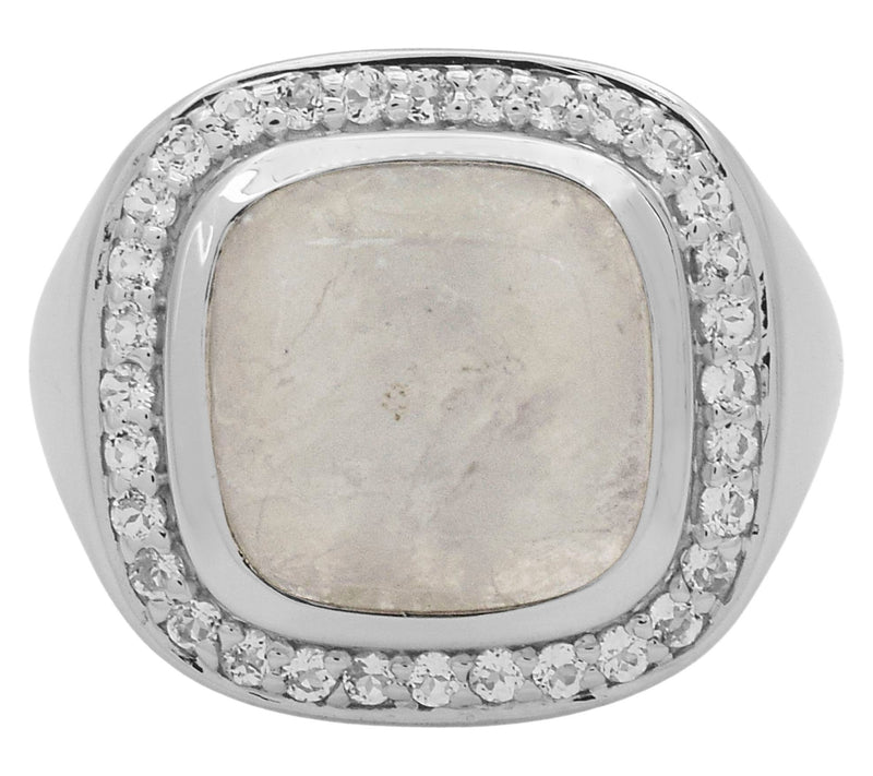 Affinity Gem Moonstone & White Topaz Halo R ing, Sterling — View 4