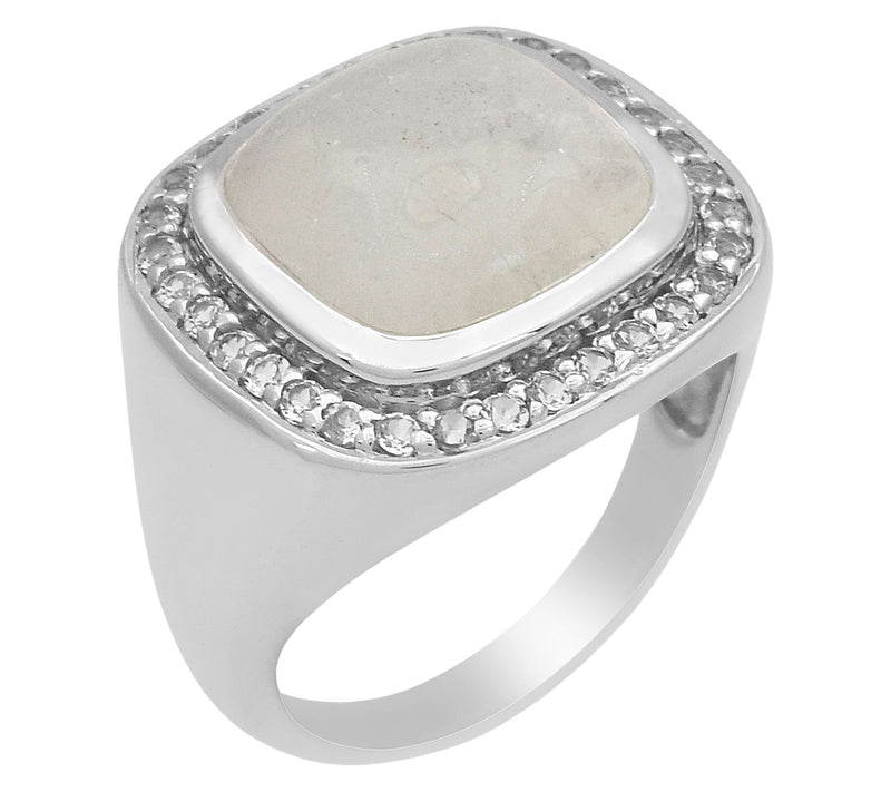Affinity Gem Moonstone & White Topaz Halo R ing, Sterling — Main view