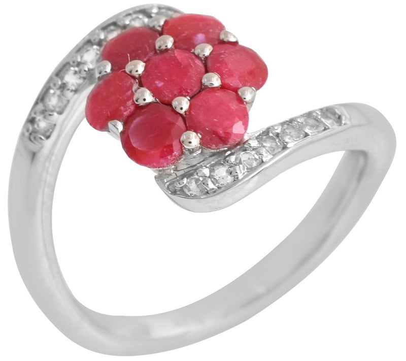 Affinity Gems Dyed Red Corundum & White Topaz Ring, Sterling — Main view