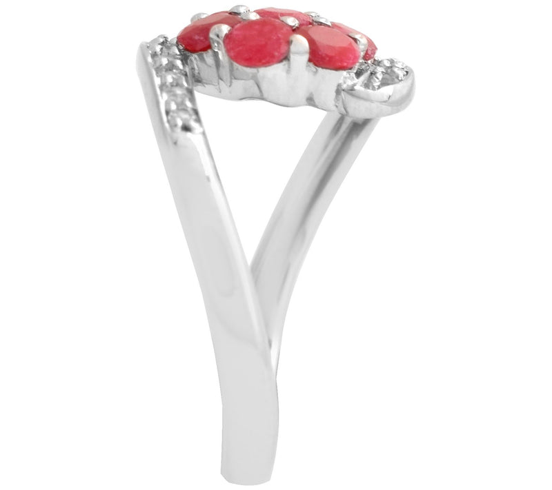 Affinity Gems Dyed Red Corundum & White Topaz Ring, Sterling — View 5