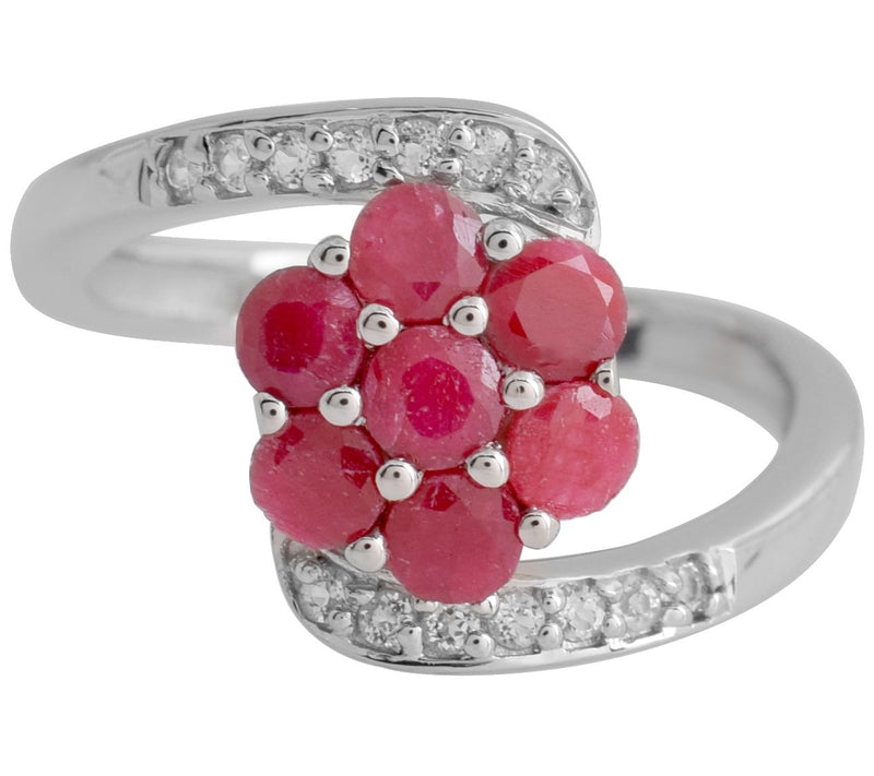Affinity Gems Dyed Red Corundum & White Topaz Ring, Sterling — View 4