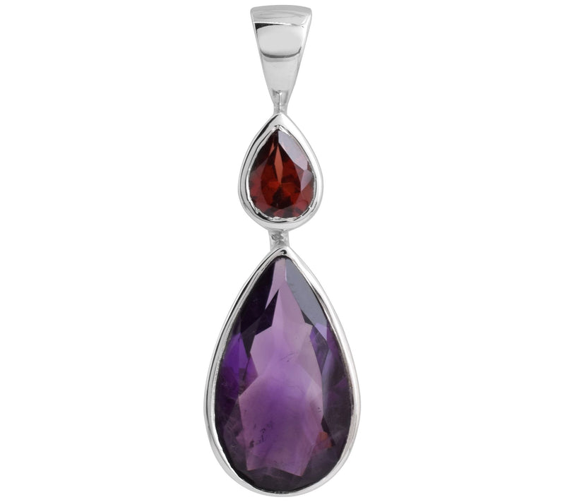 Affinity Gems Amethyst & Garnet Pendant, Sterling Silver — View 3