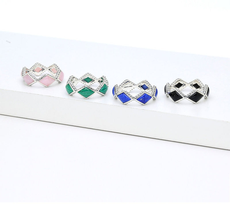 Tiffany Kay Studio Sterling Herringbone Gemstone Eternity Band — View 8