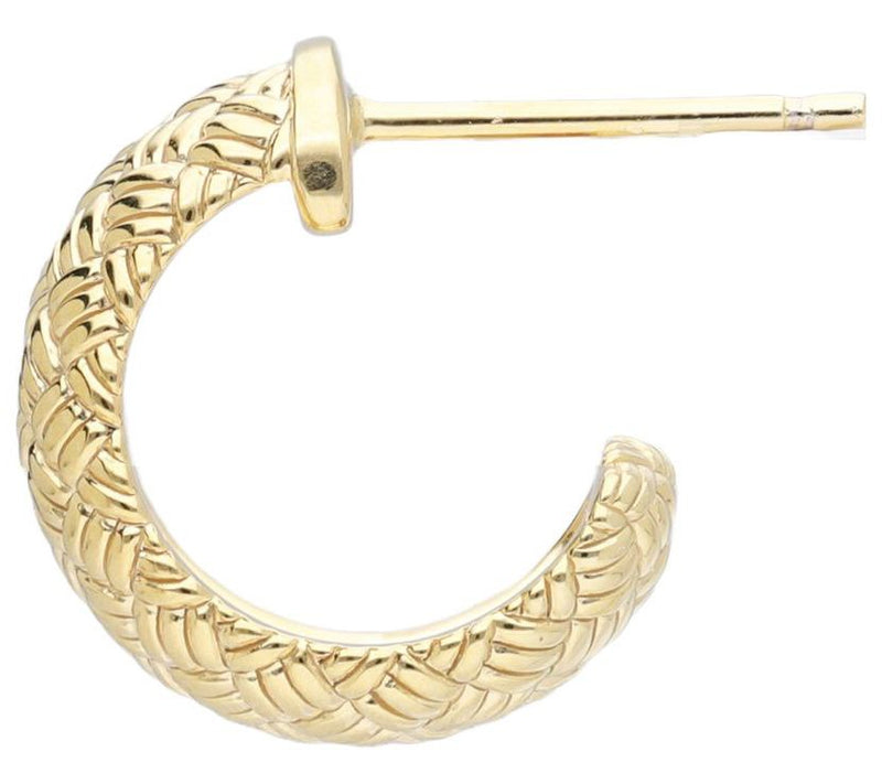 Ariva 14K Gold Basket Weave Huggie Hoop Earrings — View 4