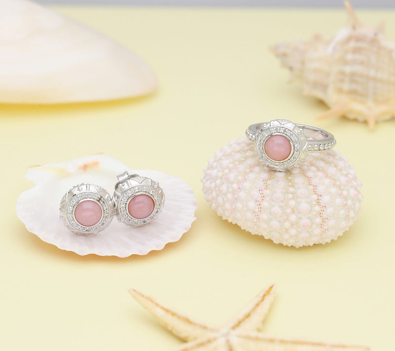 Elyse Ryan Sterling Pink Opal & White Topaz But ton Earrings — View 5