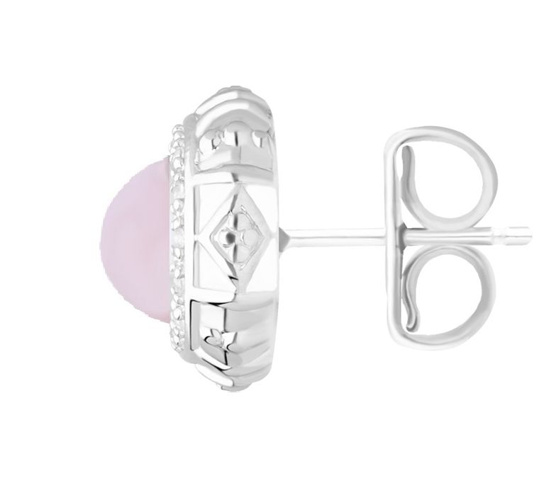 Elyse Ryan Sterling Pink Opal & White Topaz But ton Earrings — View 4