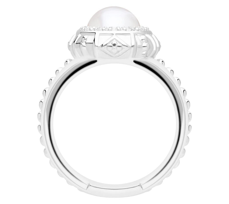 Elyse Ryan Sterling Cultured Pearl & White Topaz Ring — View 2