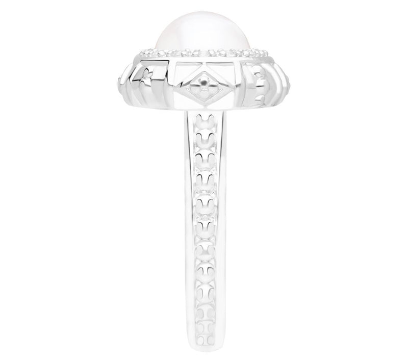Elyse Ryan Sterling Cultured Pearl & White Topaz Ring — View 3