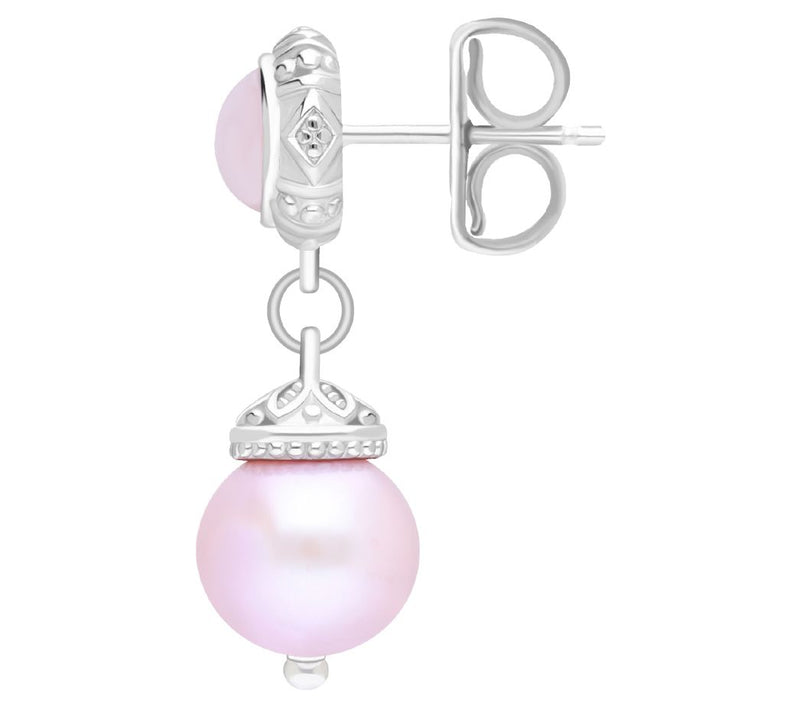 Elyse Ryan Sterling Pink Cultured Pearl & Opal Dangle Earrings — View 4