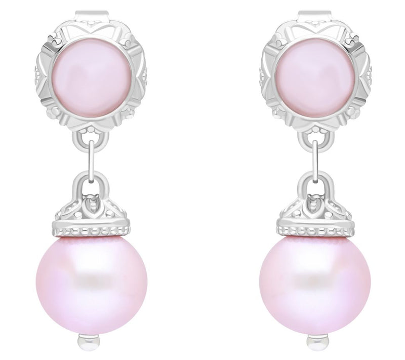 Elyse Ryan Sterling Pink Cultured Pearl & Opal Dangle Earrings — View 3