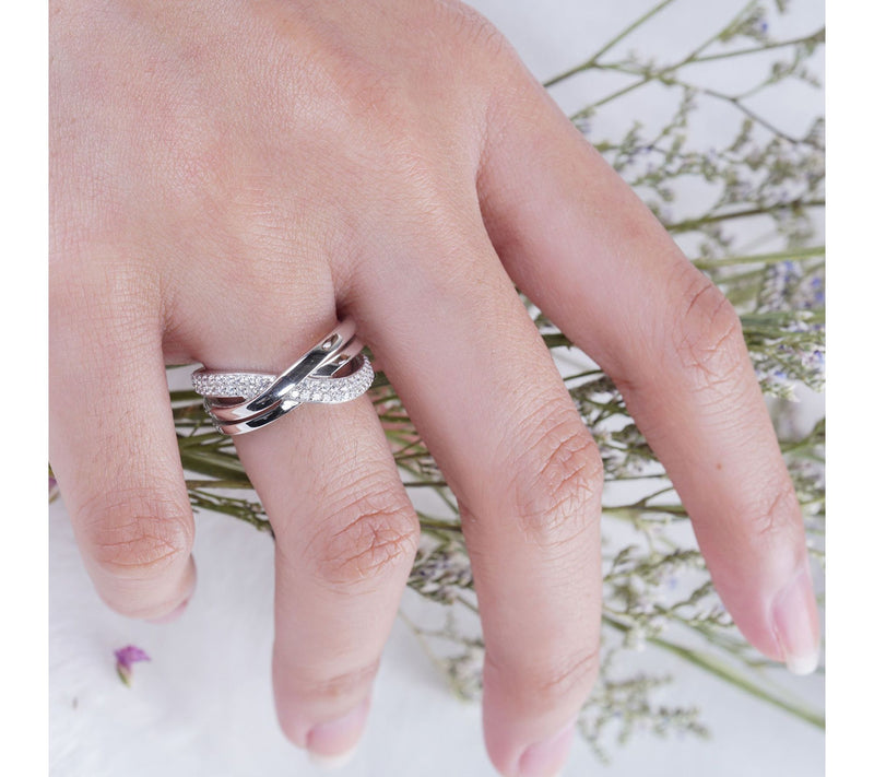 Ariva Sterling Silver 0.60 cttw Diamonique Criss-Cross Ring — View 4