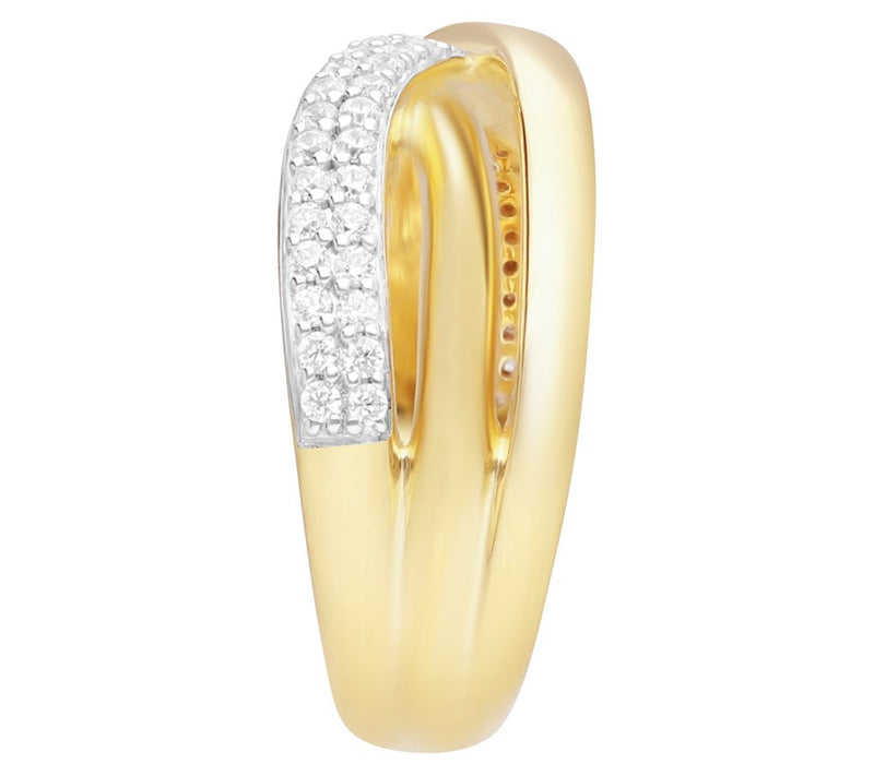 Ariva 18K Gold Clad 0.60 cttw Diamonique Criss-ross Ring — View 3