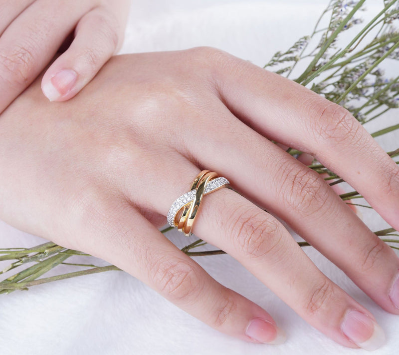 Ariva 18K Gold Clad 0.60 cttw Diamonique Criss-ross Ring — View 4