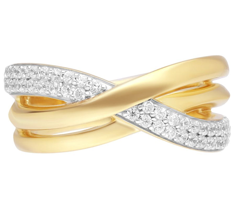Ariva 18K Gold Clad 0.60 cttw Diamonique Criss-ross Ring — Main view
