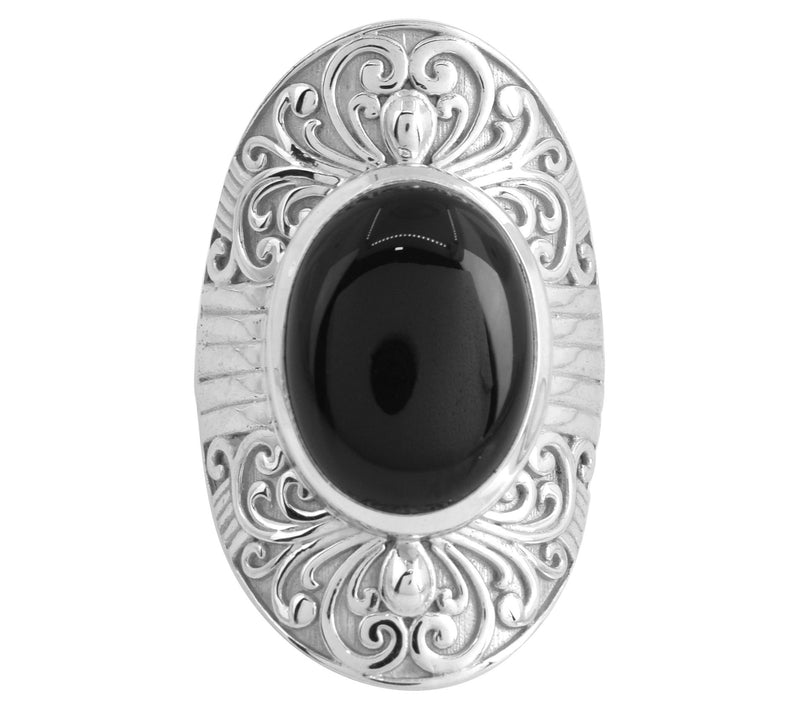 Artisan Crafted Sterling Silver Black Chalcedon y Cocktail Rin — Main view