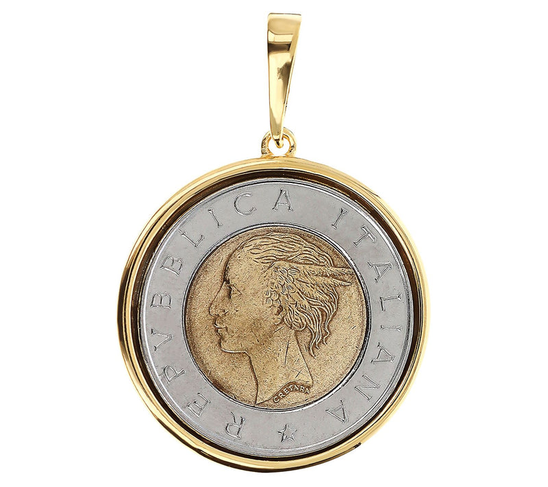 Ultrafine Silver 500 Lire Polished Coin Pendant — View 5